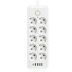 Сетевой фильтр 3м (10×220В+4×USB+1×Type-C) Тк-13, Белый