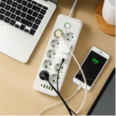 Удлинитель электрический 5м, 10×220В+4×USB+1×Type-C, Тк-15, Белый