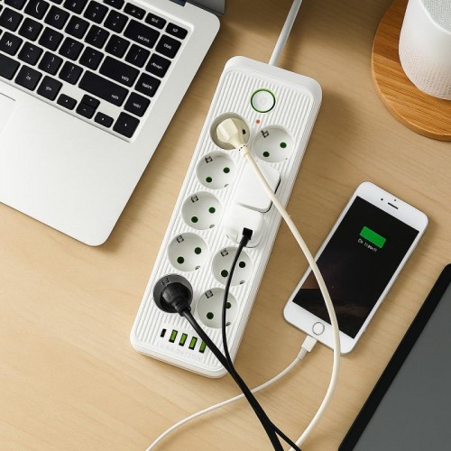 Удлинитель электрический 5м, 10×220В+4×USB+1×Type-C, Тк-15, Белый Удлинитель электрический 5м, 10×220В+4×USB+1×Type-C, Тк-15, Белый