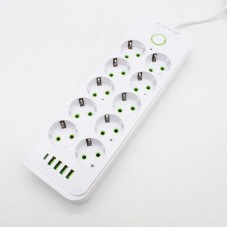 Удлинитель электрический 5м, 10×220В+4×USB+1×Type-C, Тк-15, Белый