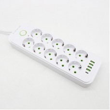 Удлинитель электрический 5м, 10×220В+4×USB+1×Type-C, Тк-15, Белый