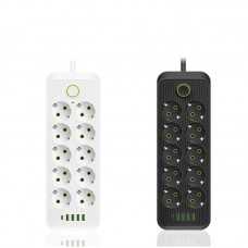 Удлинитель электрический 5м, 10×220В+4×USB+1×Type-C, Тк-15, Белый