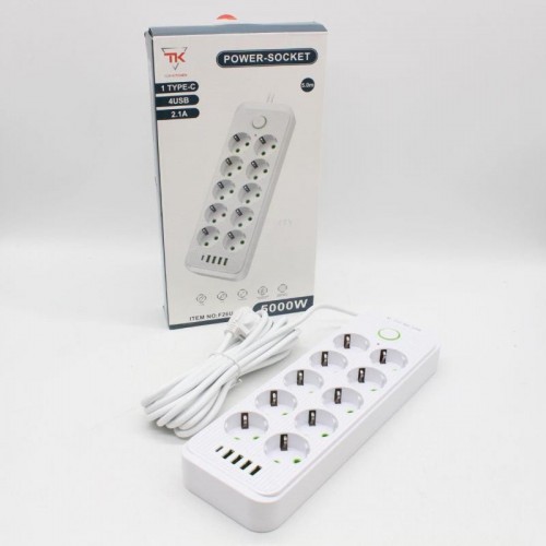Удлинитель электрический 5м, 10×220В+4×USB+1×Type-C, Тк-15, Белый Удлинитель электрический 5м, 10×220В+4×USB+1×Type-C, Тк-15, Белый
