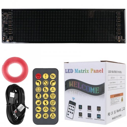 Гибкая LED панель для авто (34х10см) + пульт, с Bluetooth, от USB