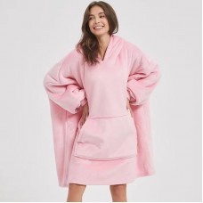 Плед толстовка HUGGLE HOODIE з капюшоном 100х80см рожева