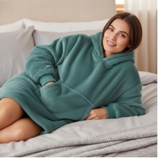 Плед толстовка з капюшоном (100х80см) HUGGLE HOODIE, Зелений / Плед-худі / Оверсайз толстовка плед з капюшоном