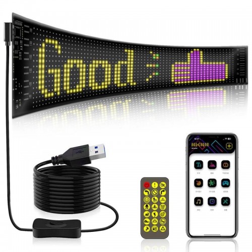 Гибкая LED панель для авто (34х10см) + пульт, с Bluetooth, от USB