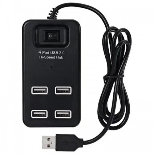 Розгалужувач USB на 4 порти, Чорний USB 2.0, P-1601