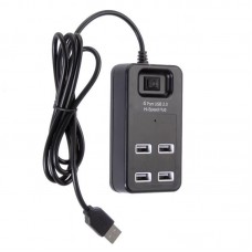 Розгалужувач USB на 4 порти, Чорний USB 2.0, P-1601