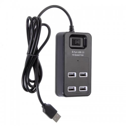 Розгалужувач USB на 4 порти, Чорний USB 2.0, P-1601 Розгалужувач USB на 4 порти, Чорний USB 2.0, P-1601