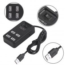 Розгалужувач USB на 4 порти, Чорний USB 2.0, P-1601