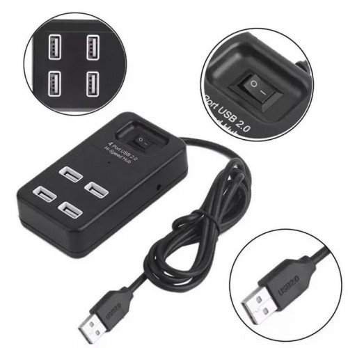 Розгалужувач USB на 4 порти, Чорний USB 2.0, P-1601 Розгалужувач USB на 4 порти, Чорний USB 2.0, P-1601