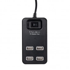 Розгалужувач USB на 4 порти, Чорний USB 2.0, P-1601