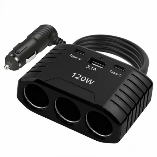 Автомобильный разветвитель прикуривателя (USB + 2хType-C) 120W, CTC-604 Автомобильный разветвитель прикуривателя (USB + 2хType-C) 120W, CTC-604