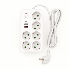 Мережевий фільтр подовжувач 3м, 2500Вт, 6×220В+3×USB+1×Type-C, VEN-1202-3