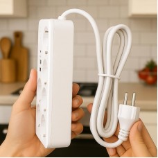 Мережевий фільтр подовжувач 3м, 2500Вт, 6×220В+3×USB+1×Type-C, VEN-1202-3