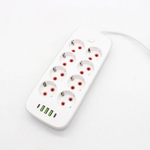 Мережевий фільтр 3м, 2500Вт (8 розеток, 3хUSB, 2хType-C)