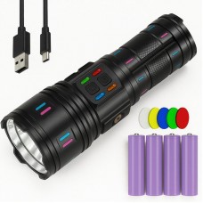 Ручний ліхтар акумуляторний + 5 фільтрів, Zoom, 4х18650, PM60-TG