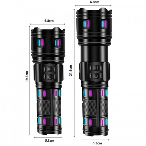 Ручний ліхтар акумуляторний + 5 фільтрів, Zoom, 4х18650, PM60-TG