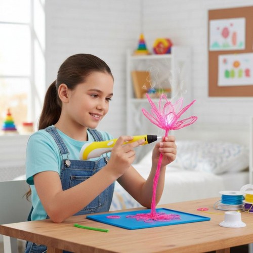 Набір 3D-ручка з трафаретами та планшетом, від мережі, 3DPEN-6, Жовтий Набір 3D-ручка з трафаретами та планшетом, від мережі, 3DPEN-6, Жовтий