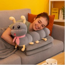 Мягкая игрушка-плед гусеница 110х140 см FA68 серая