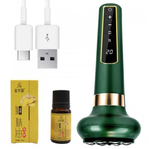 Вакуумний масажер антицелюлітний, 12 режимів, з USB, Зелений