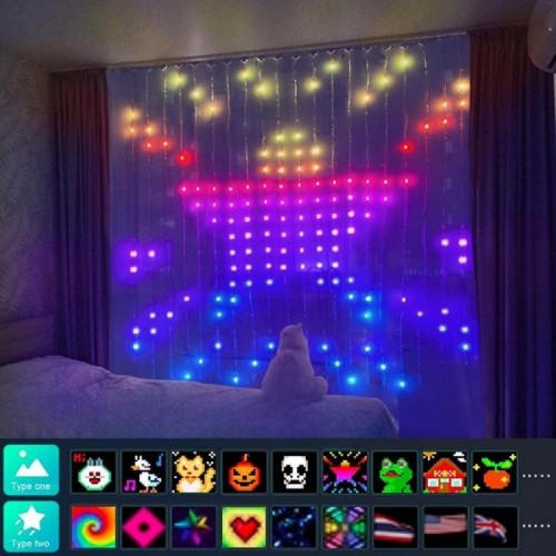 Смарт гірлянда штора від USB, 3x2м, 400 LED, з пультом, Різнокольорова Смарт гірлянда штора від USB, 3x2м, 400 LED, з пультом, Різнокольорова