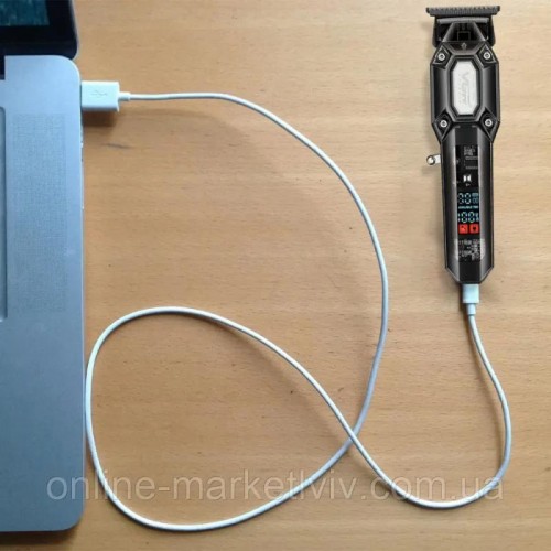 Акумуляторна машинка для стрижки волосся + 4 насадки, з USB, VGR V900, Чорний