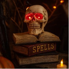 Декор Череп с книгами, LED-подсветка, 26х20см