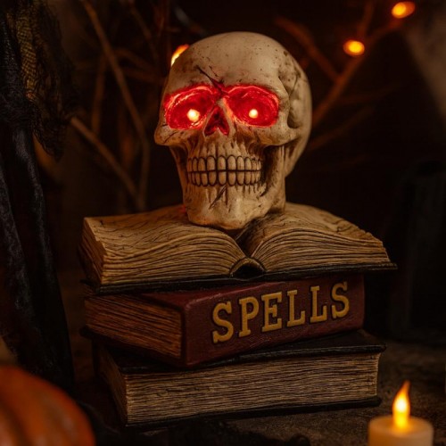 Декор Череп с книгами, LED-подсветка, 26х20см Декор Череп с книгами, LED-подсветка, 26х20см