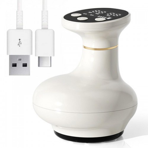 Вакуумний масажер з інфрачервоним підігрівом, від USB, Білий