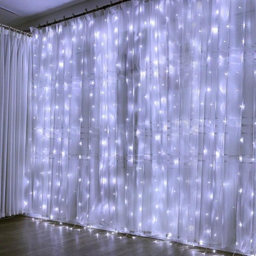 Гірлянда штора від мережі (2,5 х1, 5 м) 240 LED прозорий шнур Біла