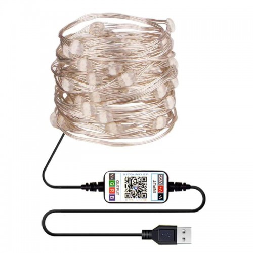 Розумна гірлянда 10м, USB, Bluetooth Xmas Lights 100LED RGB