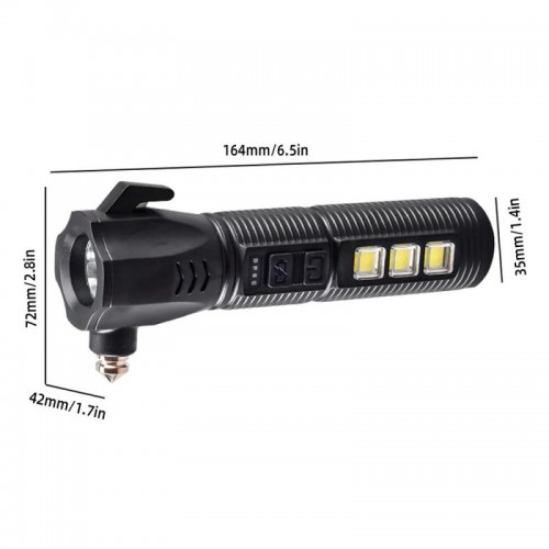Автомобільний аварійний ліхтарик зі склобоєм та USB, COB-LED, 22018