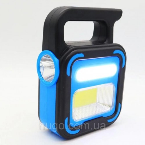 Ручний ліхтар USB із сонячною панеллю та повербанком, 1200мАч, COB+LED, JD-925, Синій Ручний ліхтар USB із сонячною панеллю та повербанком, 1200мАч, COB+LED, JD-925, Синій