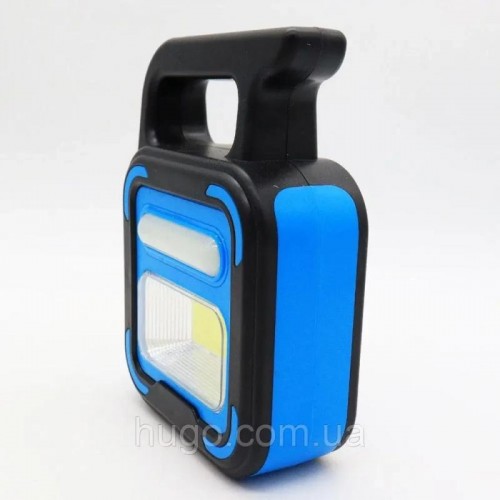 Ручний ліхтар USB із сонячною панеллю та повербанком, 1200мАч, COB+LED, JD-925, Синій Ручний ліхтар USB із сонячною панеллю та повербанком, 1200мАч, COB+LED, JD-925, Синій