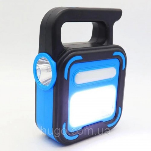 Ручний ліхтар USB із сонячною панеллю та повербанком, 1200мАч, COB+LED, JD-925, Синій Ручний ліхтар USB із сонячною панеллю та повербанком, 1200мАч, COB+LED, JD-925, Синій