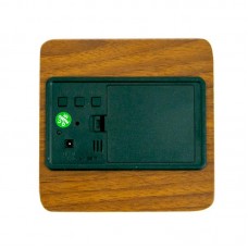 Настільний LED годинник під дерево VST-872-4, з USB, Коричневий корпус, зелене підсвічування