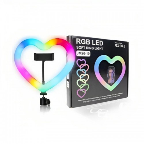 Кільцева RGB LED лампа, 26см, Серце, JM26 Кільцева RGB LED лампа, 26см, Серце, JM26