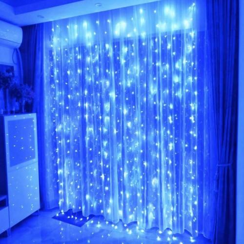 Гирлянда штора от сети 3х1,5 м, 240 LED, Синий свет