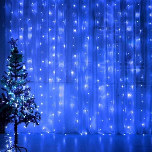 Гирлянда штора от сети 3х1,5 м, 240 LED, Синий свет