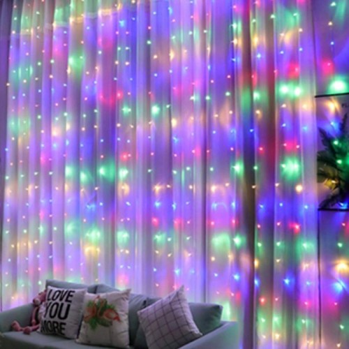 Гірлянда штора від мережі, 3х3м, 360 LED, AD-50568, Різнокольорове світло