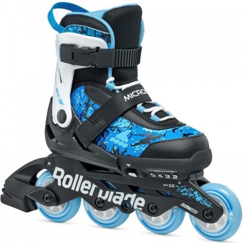 Раздвижные детские ролики Rollerblade Microblade SL размер 28-32 черно-голубые