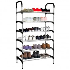 Полиця для взуття 6 секцій 105х54х25см New Shoe Rack чорна