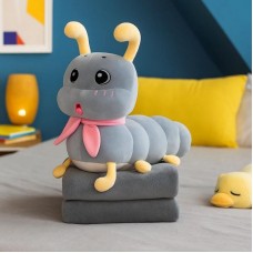 Мягкая игрушка-плед гусеница 110х140 см FA68 серая