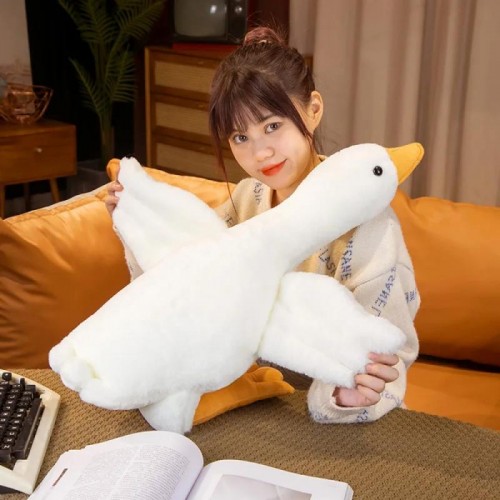 Мягкая плюшевая игрушка подушка Гусь (50-160см), 90 см, Белый