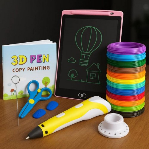 Набір 3D-ручка з трафаретами та планшетом, від мережі, 3DPEN-6, Жовтий