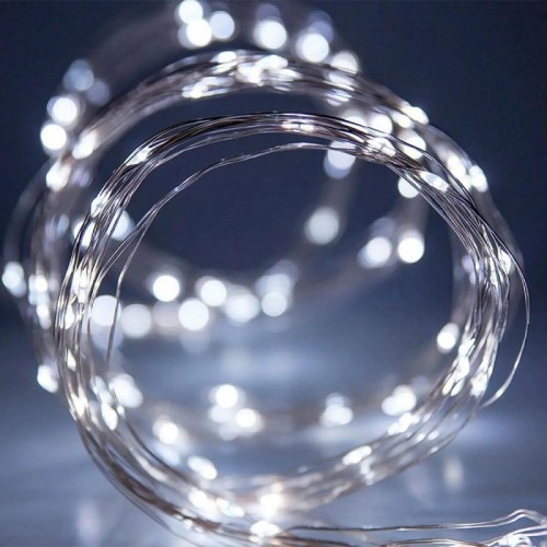 Гирлянда нить Роса от USB, 50м, 500LED + пульт, Холодный белый Гирлянда нить Роса от USB, 50м, 500LED + пульт, Холодный белый