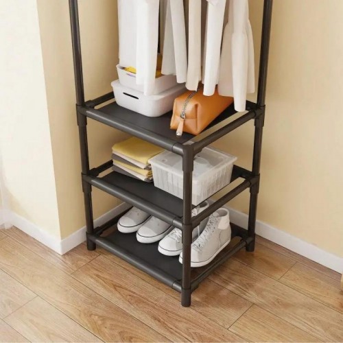 Кутова вішалка для одягу та взуття 170х43х43см, 3 полиці, Corner coat rack, Чорна Кутова вішалка для одягу та взуття 170х43х43см, 3 полиці, Corner coat rack, Чорна