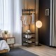 Кутова вішалка для одягу та взуття 170х43х43см, 3 полиці, Corner coat rack, Чорна